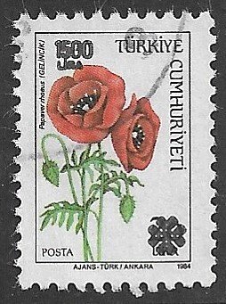TURKEY 1990 1500L on 20L Wildflowers Issue Sc 2480 VFU