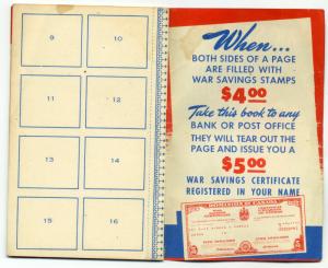 War Savings Stamps Booklet -Featuring 17 stamps from the 1940-1941 set