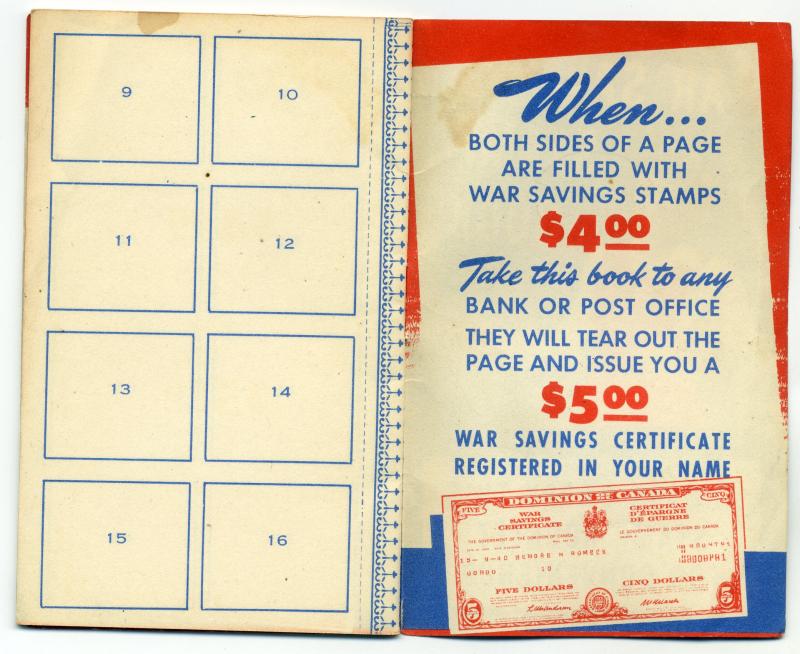 War Savings Stamps Booklet -Featuring 17 stamps from the 1940-1941 set