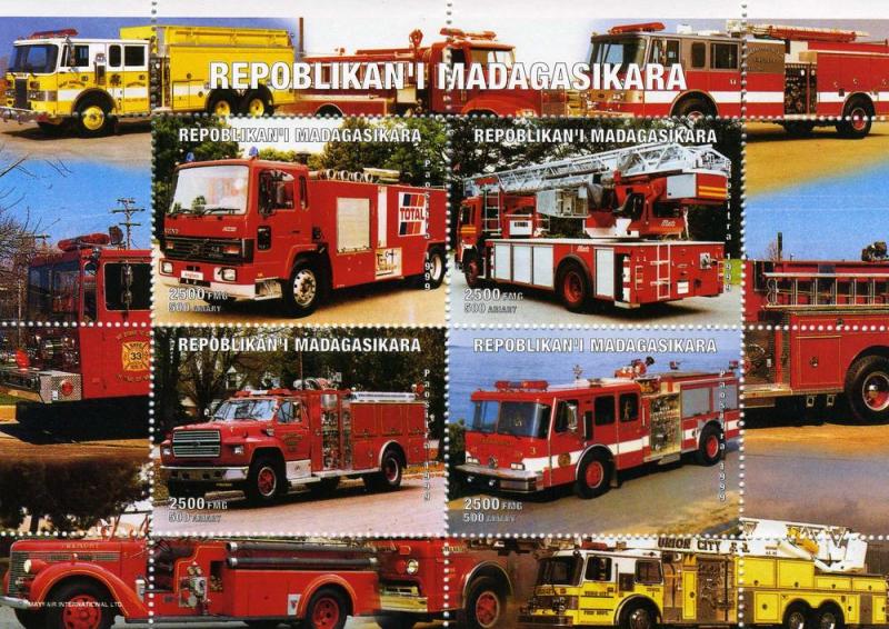 Madagascar 1999 FIRE ENGINE Sheet Perforated Mint (NH)