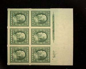 HS&C: Scott #343 Mint 1 cent Franklin plate block of six PL#4975 S NH US Stamp