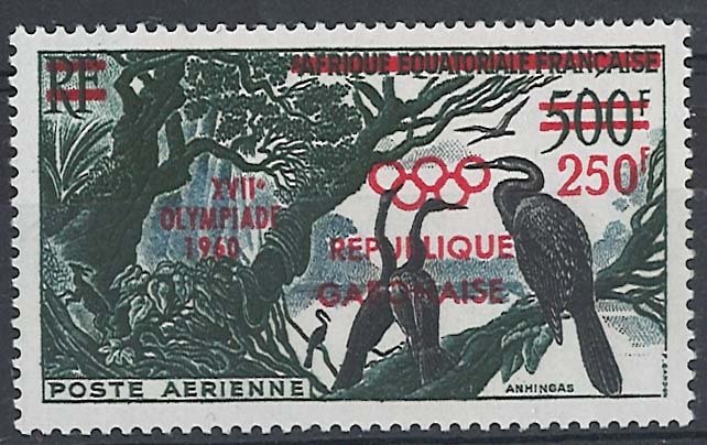 Gabon 1960 Olympic Games 250f on 500f sg165 um (bird thematic)