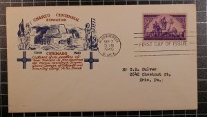 Scott 898 - 3 Cents Coronado - Cachetcraft FDC Typed Address Planty 898-3