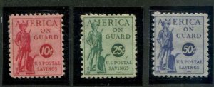 USA SC# PS11-3 Postal Savings 10c MH, 25c MH, 50c MNH