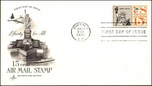 Scott C63 15 Cents Liberty Artcraft FDC Unaddressed Planty C63-4