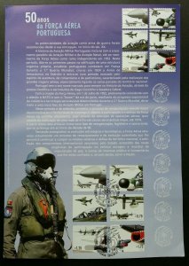 Portugal 50 Years Of Air Force 2002 Military Aircraft (stamp on info sheet)