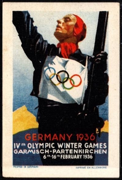 1936 Germany Poster Stamp 4th Olympic Winter Games February 6-16