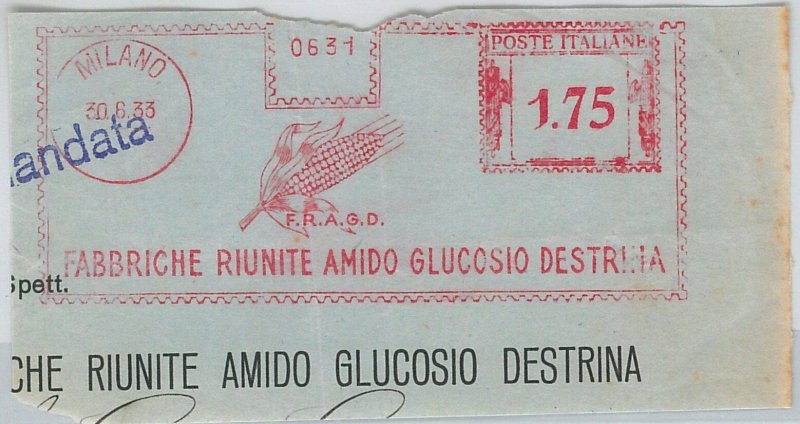 47487 - ITALIA REGNO - AFFRANCATURA MECCANICA: Fab. Riunite AMIDO GLUCOSIO 1933