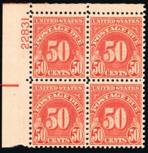 J86a, Mint VF NH 50¢ Plate Block of Four - Stuart Katz