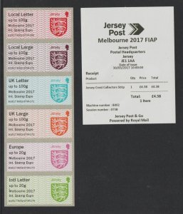 Jersey 2017 - Post & Go - Crests with Melbourne 2017 Stamp Expo o/p  B3JE17 B002