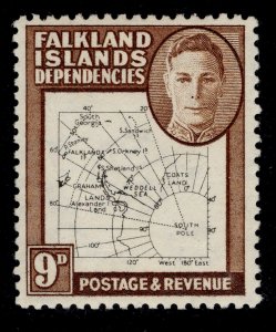 FALKLAND ISLANDS - Dependencies GVI SG G15, 9d black & brown, LH MINT. Cat £26.