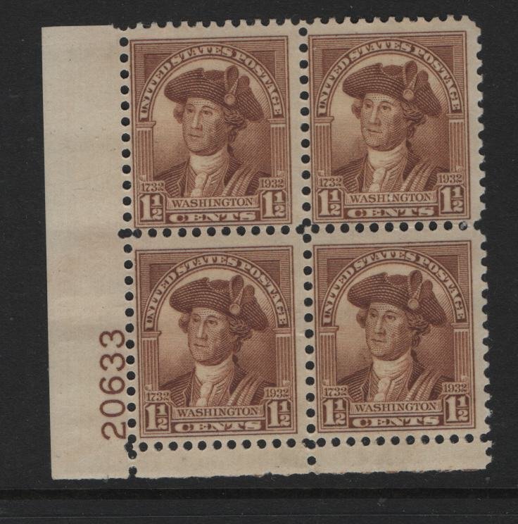 US 706  MNH  PLATE BLOCK,   1932