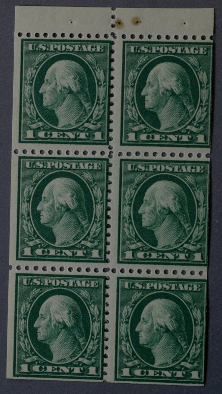 United States #498e 1 Cent Washington Pane of Six MNH Dark Green