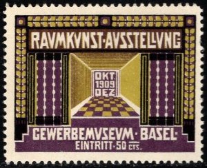1909 Switzerland Poster Stamp Space Art Exhibition Basel October-December