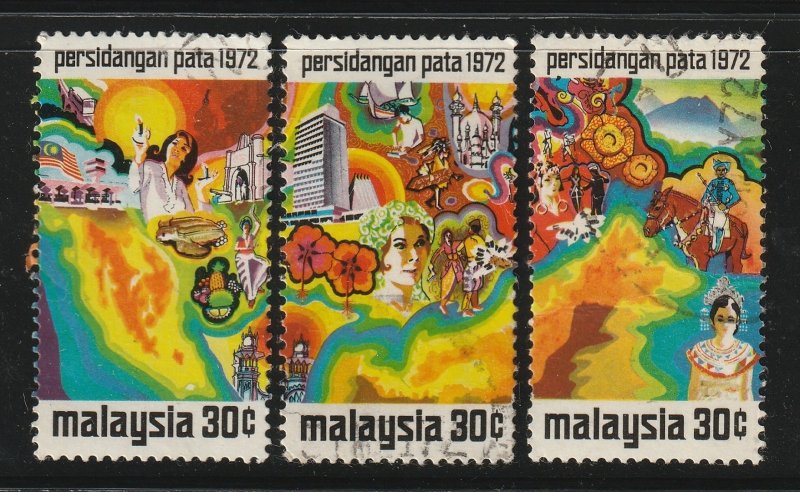 MALAYSIA 1972 Pacific Area Tourist Assoc Conference PATA 3V USED SG#95-97