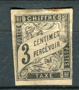 FRENCH COLONIES; 1880s classic Imperf Postage Due Mint hinged 3c. value