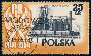Poland 1954 25g 10th Anniversary of Second Republic, Steel Works SG876 Used