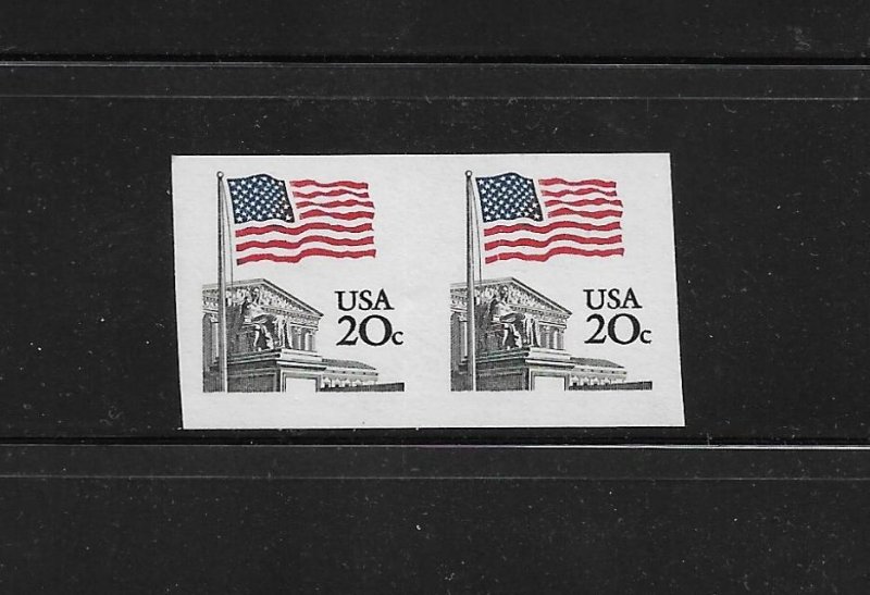 US Stamps: EFO: #1895d; 20c 1981 Flag over Supreme Court Coil; Imperf Pair; MNH