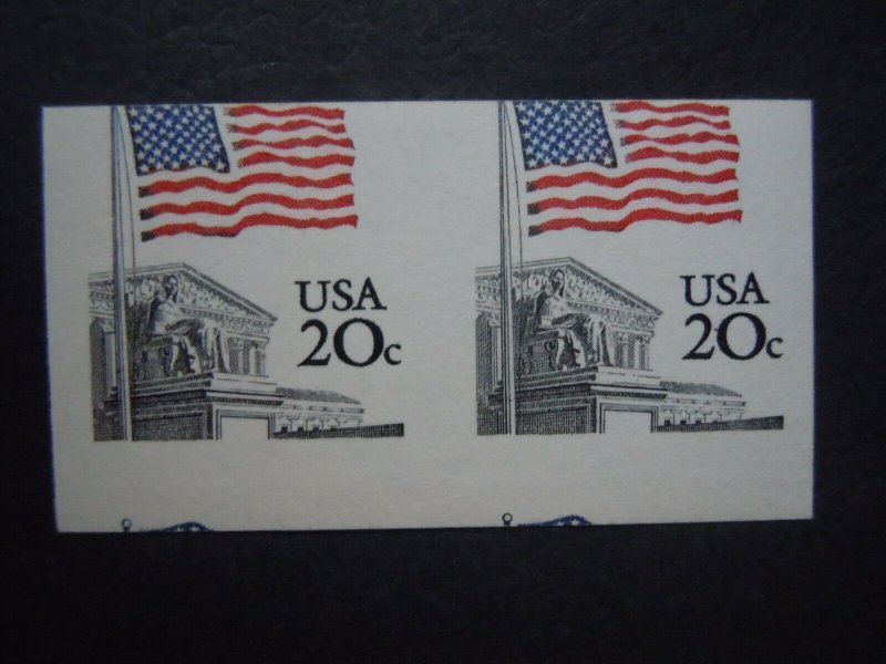 #1895d 20c Flag  EFO Major Error Imperforated & Miscut Pair MNH OG VF #3