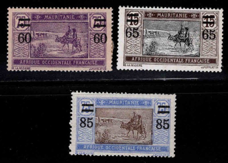 Mauritania Scott 55-57 MH* surcharged stamp set