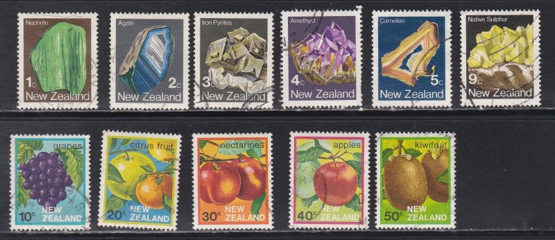 New Zealand # 755-765, Fruits & Minerals, Complete set, Used