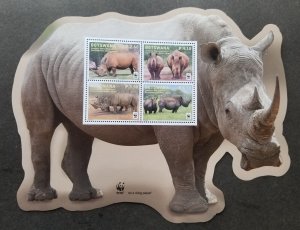 Botswana WWF Southern White Rhinoceros 2011 Wildlife (ms MNH *odd shape *unusual