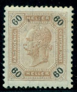 AUSTRIA #82 60h brown, og, hinged, VF, Scott $50.00