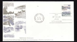 Canada-Sc#598-stamp on FDC-UL plate block-Seashore-1972-