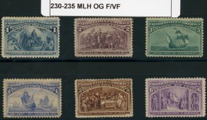 230-235 set of 6 Colombian stamps.  MLH OG F/VF.