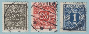 DENMARK J18, J19 AND J22  POSTAGE DUES  USED - GROUP OF THREE STAMPS