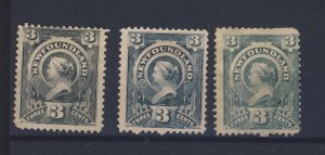 3x Newfoundland M Stamps 3x #60-3c Victoria 1xMH GD 2x MNG Guide Value = $115.00