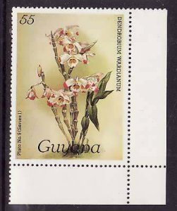 Guyana-Sc#1032a- id9-unused NH 55c-Flowers-Orchids-wmk Lotus Bud Multiple-1985-