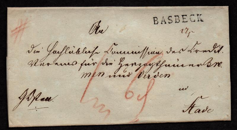 $German Stampless Cover, Basbeck-Stade