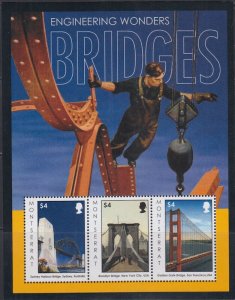 MONTSERRAT Sc # 1291 MNH SHEET of 3 DIFF BRIDGES 