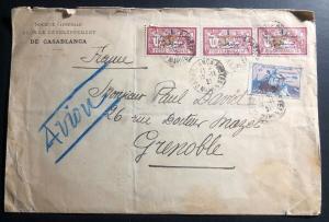 1921 Casablanca French Morocco Early  Airmail Cover To Grenoble France