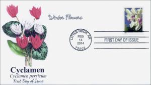 SC 4862, 2014 Winter Flowers, Cyclamen, FDC,  Item 14-048