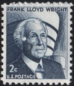 SC#1280 2¢ Frank Lloyd Wright Single (1966) MNH