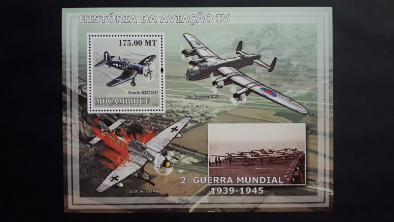 Airplanes - History of Aviation 4 - Mozambique 2009 - Complete SS + Bl ** MNH