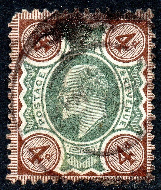 1906 Sg 236a M24/1 4d Green & Chocolate Brown with Double Circle Cancellation