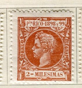 PUERTO RICO; 1898 early classic Bay King Alfonso Mint hinged 2m. value