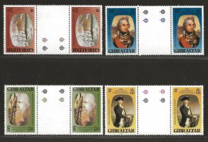 GIBRALTAR  SC# 394-97 GUTTER PAIRS   FVF/MNH