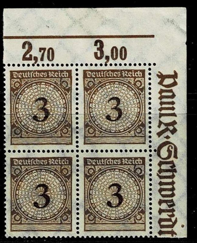 Germany 1923,Sc.#323 MNH Plate Margin Type C, Michel# 338 PC