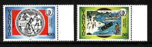 Vanuatu-Sc#403-4-unused NH 50v Mary Estelle,100v Abel M rani-Inverted watermark-