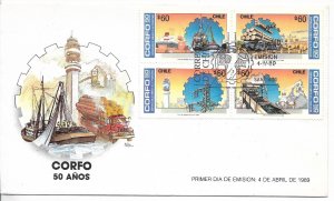 CHILE 1989 INDUSTRY DEVELOPMENT SET OF 4 ON FIRST DAY COVER FDC