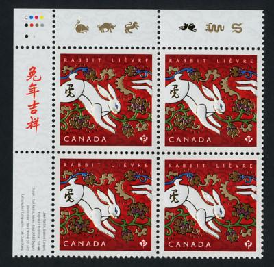 Canada 2416 TL Plate Blk MNH Year Of The Rabbit Animal