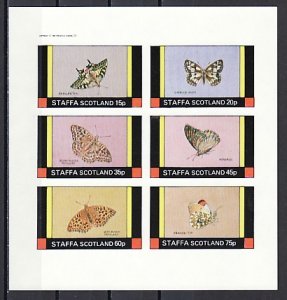 Staffa Scotland Local. 1982 issue. Butterflies IMPERF sheet of 6. ^