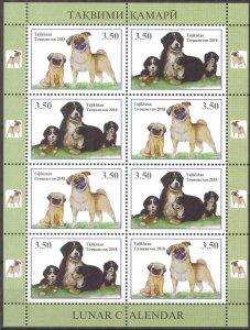 Tajikistan 2018 Zodiac Year of Dogs  Sheet MNH