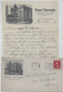 1923 - C.W. Post's Tavern Advertising cover/letter - Ephemera 1177