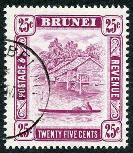 Brunei SG87b 1951 25c Deep Claret Perf 14.5 x 13.5 Fine Used 