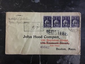 1917 Azores Horta Registered Cover To Boston USA Printed Matter